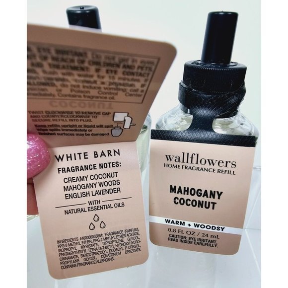3 MAHOGANY COCONUT Bath & Body Works Wallflower Refill Bulbs NEW